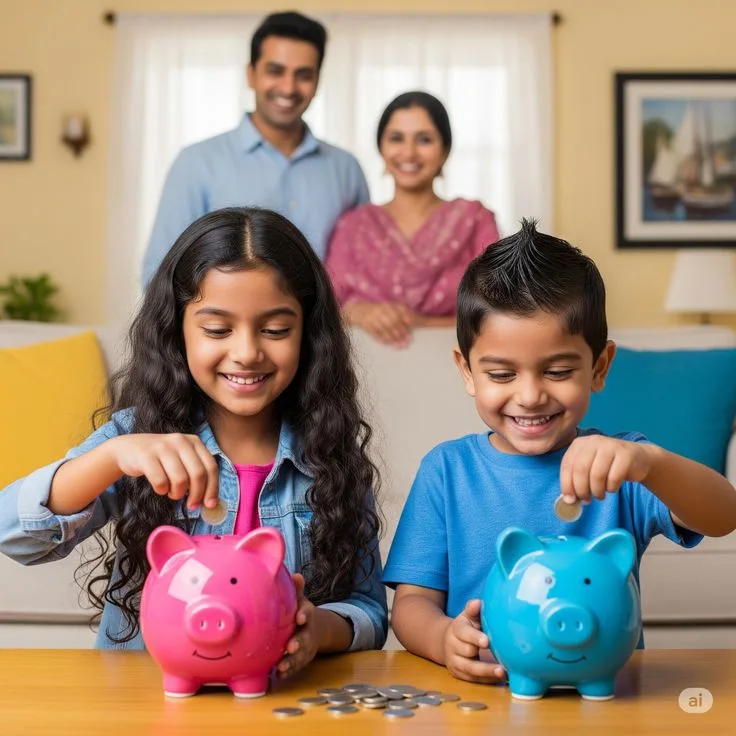 INdian family happily with their kids

