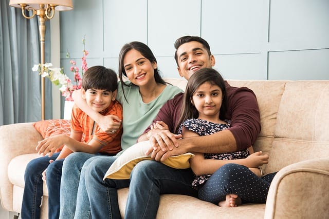 Happy Indian family in the USA